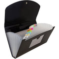 13-Pocket Expanding File Folder with Elastic Closure - Black, 5x10.5 Inches