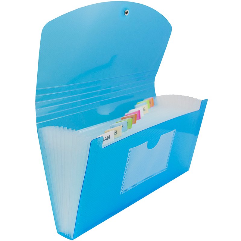 Blue 13-Pocket Expanding File Folder for Documents and Receipts