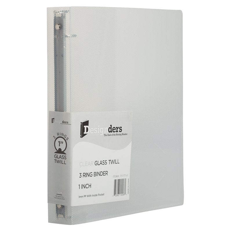 3 Metal Ring Plastic Binders - 1 Inch Clear Office Organizer