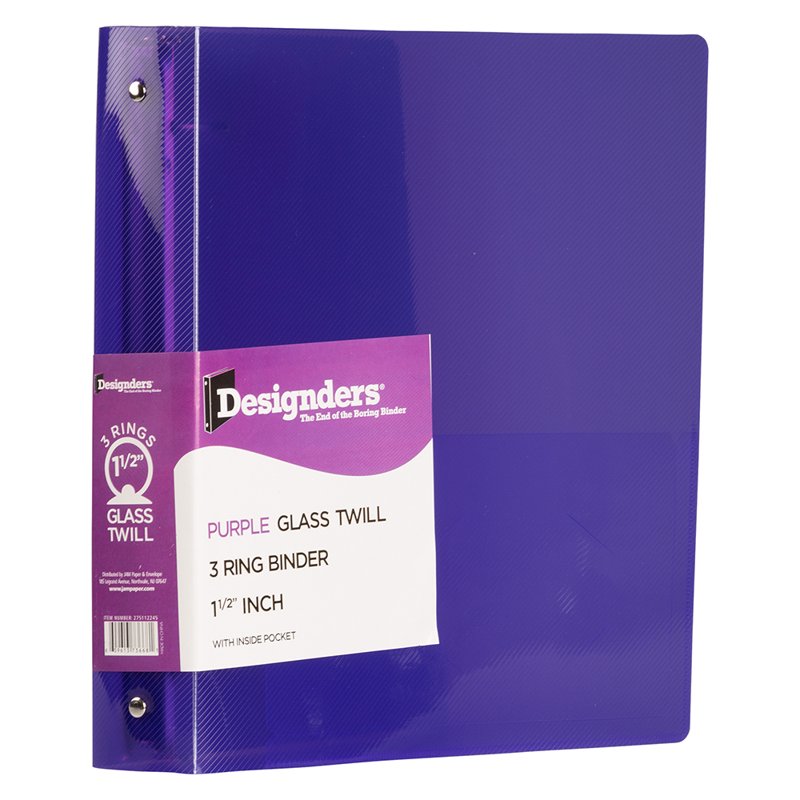 Purple Plastic Binder with 3 Metal Rings - 1.5 Inch Capacity