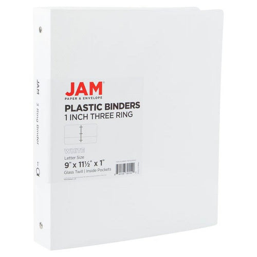 1 Inch Plastic Binder with Metal Rings - White, 11.5 x 10.25 Inches