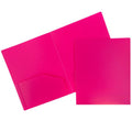 Heavy Duty Plastic Pocket Folders - Fuchsia Hot Pink, 3 Pack