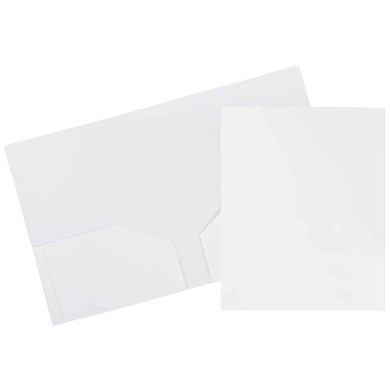 Heavy Duty Plastic Pocket Folders - White, 3 Pack, 9.5 x 11.6 Inches