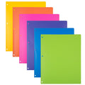 Heavy Duty Plastic 3-Hole Punch Folders with Pockets - 6 Pack