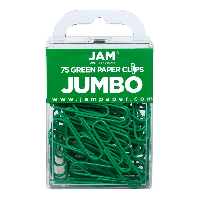 Large Green Jumbo Paper Clips 75-Pack for Office & School Organization