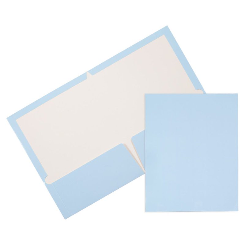 Baby Blue Laminated Pocket Folders - 3 Pack, 9 x 12 Inches, Glossy Office Organizer
