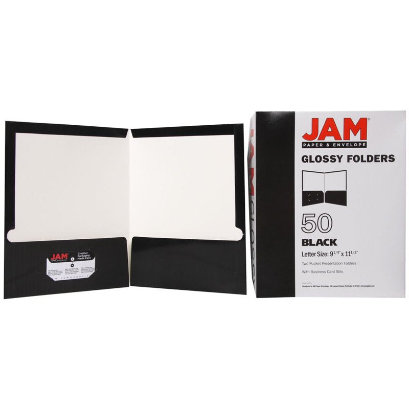Black Laminated Two Pocket Folder Bulk 50 - Office Organization