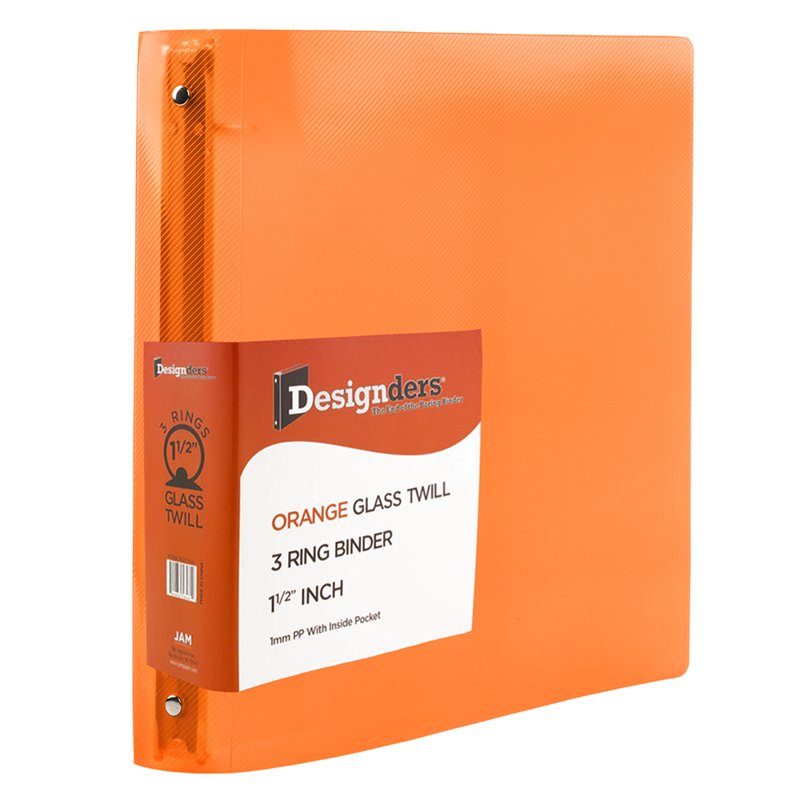 1.5 Inch Plastic Binder with Metal Rings - Orange Office Organizer