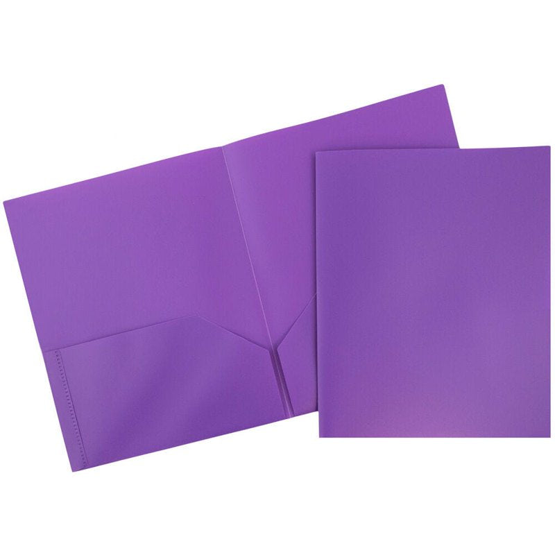 2-Pocket Plastic Folder Set - Purple Office & School Organization (3 Pack)
