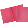 Plastic Pocket Folder with Clasp Fastener - Fuchsia Pink, 3 Pack