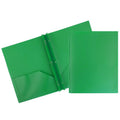 2 Pocket Plastic Folder with Metal Prongs - Green, 3 Pack