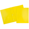 2-Pocket Plastic Folder with Metal Prongs & Clasps - Yellow, 3 Pack