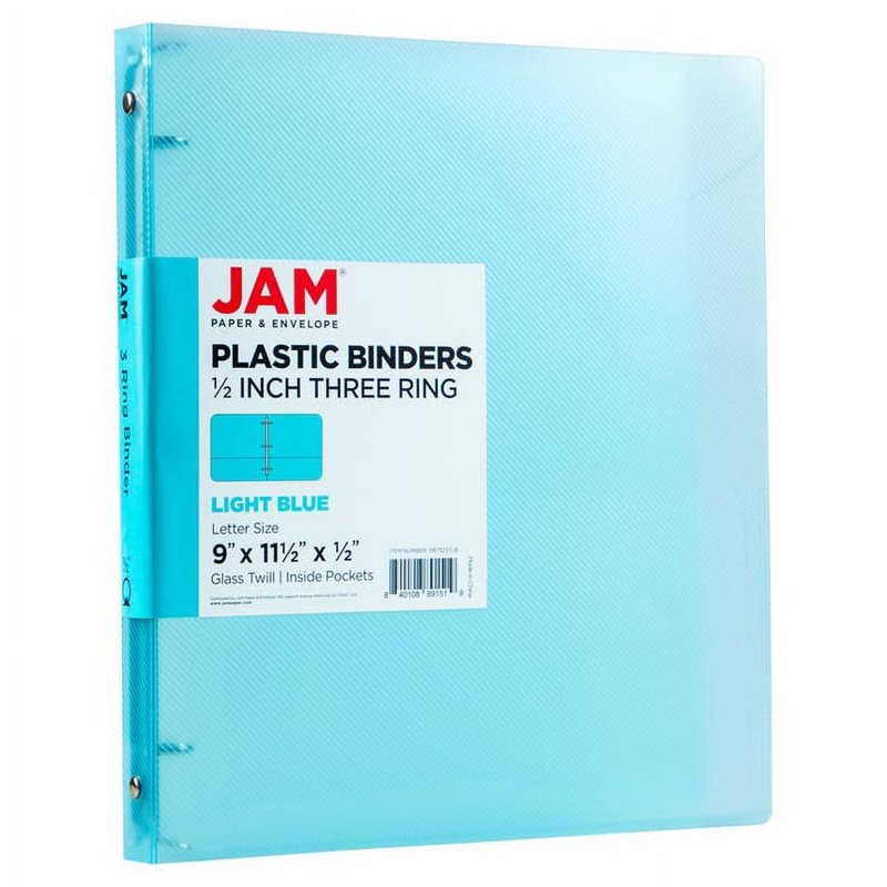 Light Blue Plastic Binder 11.5 x 10.25 Inches 3-Ring Organizer