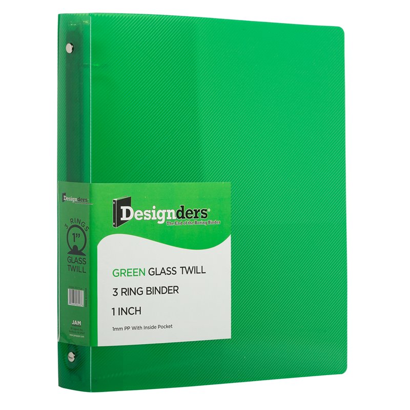 1-Inch Plastic Binder with Metal Rings - Green, 3-Ring Office Organizer
