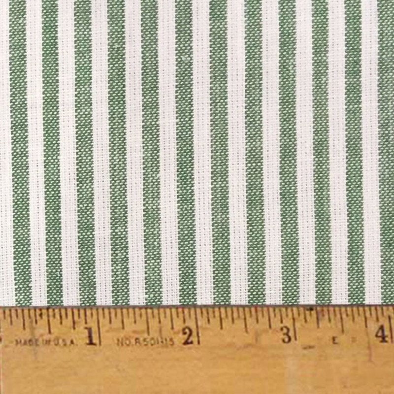 Cotton Homespun Fabric by the Yard - Green White Stripe for Quilting & Crafts
