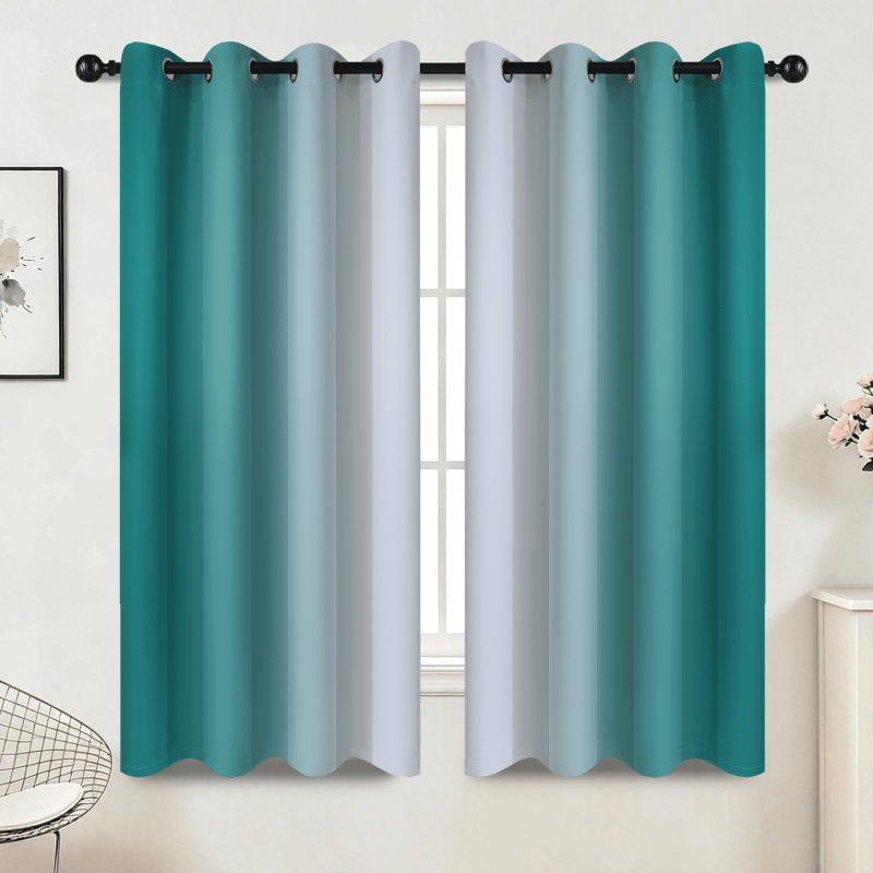Light Blocking Gradient Curtain Panels - Room Darkening Window Treatment, Grommet Style
