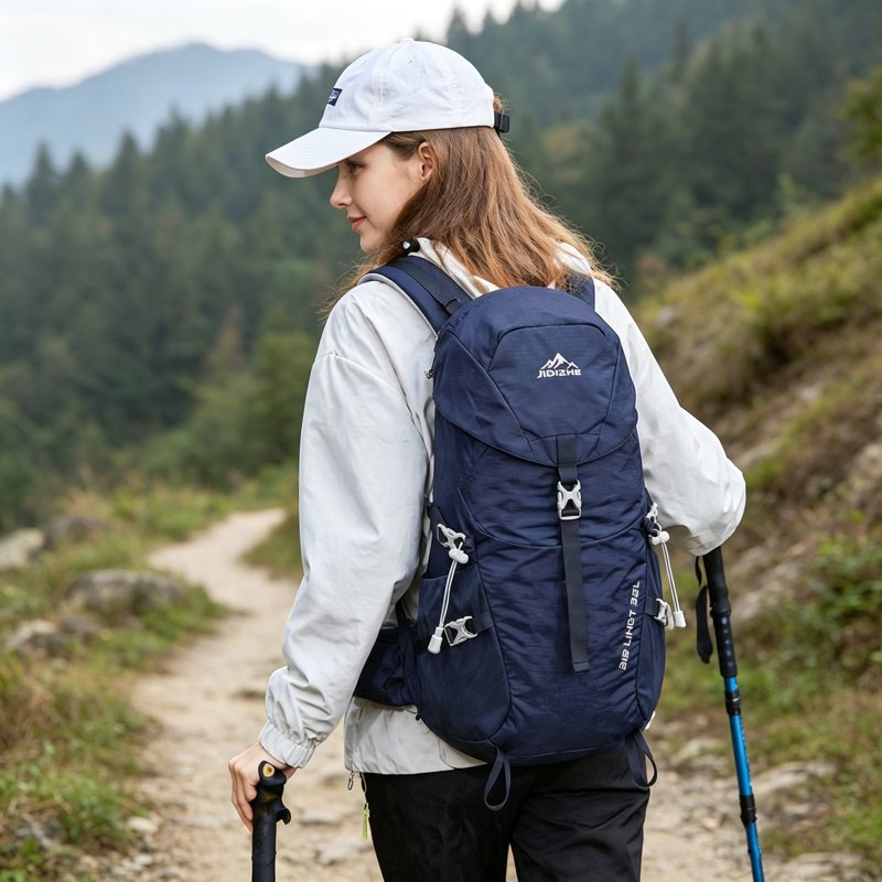 JIDIZHE 32L Hiking Backpack with Internal Frame & Rain Cover - Blue004