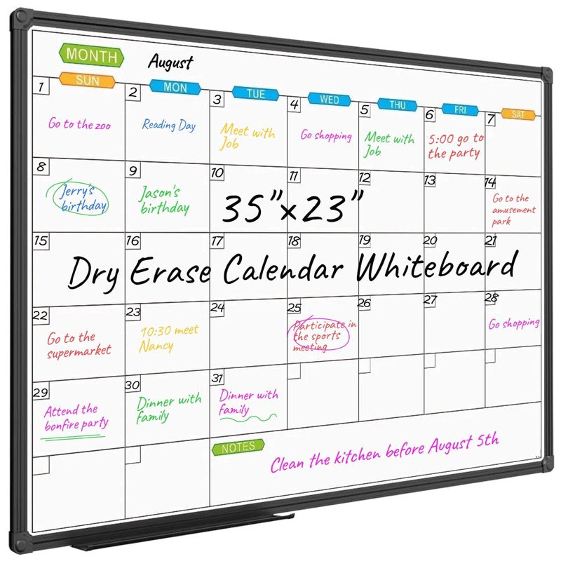 Magnetic Dry Erase Calendar Whiteboard Wall Planner 35x23 Inches with Tray