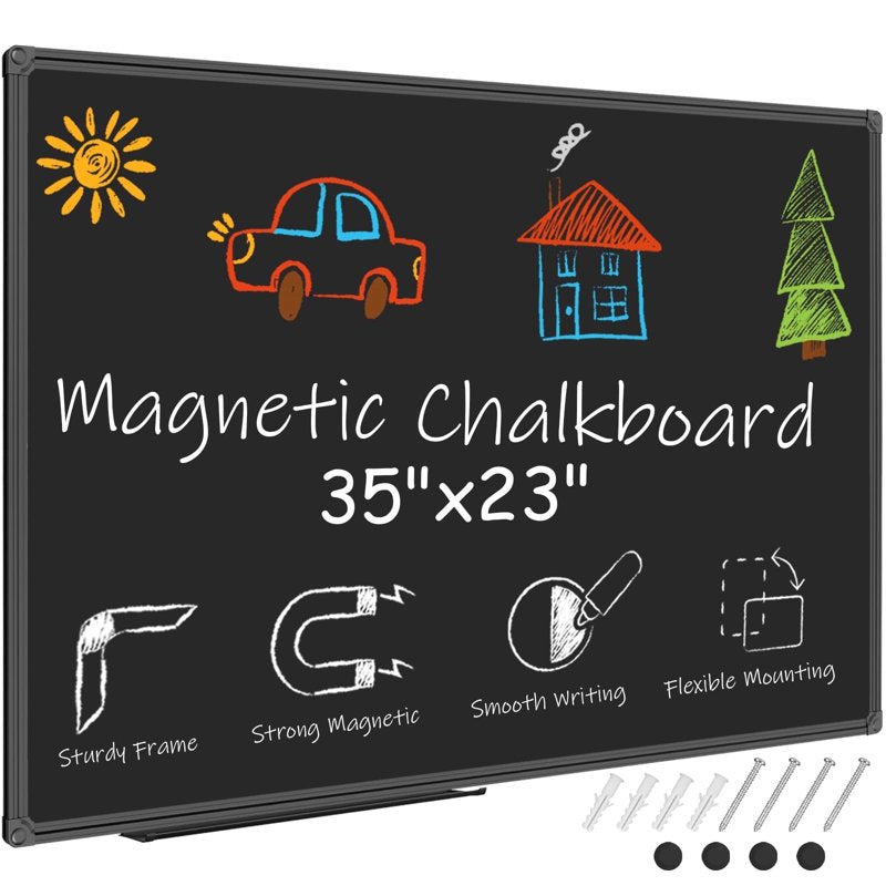 Large Magnetic Chalkboard for Wall - Dry Erase & Blackboard with Aluminum Frame