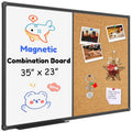 Magnetic Whiteboard and Cork Board Combo - 35x23 Wall Bulletin & Dry Erase Board