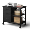 3-Drawer Mobile File Cabinet with Open Shelf for Home Office - Black