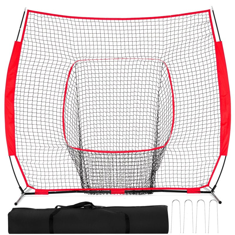 Baseball Practice Net with Quick Setup, Strike Zone Target & Carry Bag - 7x7 ft