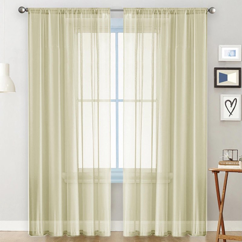 Light Filtering Polyester Window Curtain Panel with Rod Pocket - Semi-Sheer for Living Room & Bedroom