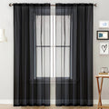 Light Filtering Polyester Window Curtain with Rod Pocket - Semi-Sheer Panel for Living Room and Bedroom