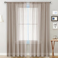 Light Filtering Polyester Window Curtain with Rod Pocket - Semi-Sheer Panel for Living Room & Bedroom