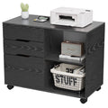 3-Drawer Mobile File Cabinet with Open Shelves and Wheels for Office Storage