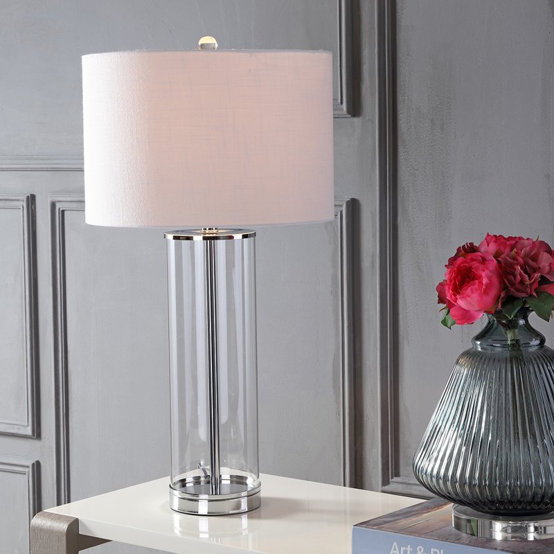 Glass LED Table Lamp - Modern 29 Inch Clear & Chrome Finish