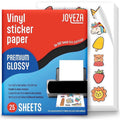 Printable Vinyl Sticker Paper Glossy White 25 Sheets for Inkjet & Laser Printers