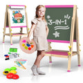 Children's Adjustable Wooden Art Easel with Drawing Paper & Magnetic Letters