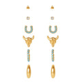 Women’s Faux Turquoise Earrings Set - 6 Pairs Fashion Stud & Drop Earrings