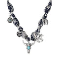 Faux Turquoise Bandana Charm Necklace for Women - Adjustable Boho Jewelry