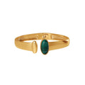 Women's Green Stone Cuff Bracelet - Elegant Gold-Tone Jewelry Accessory