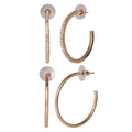 Gold-Tone Hoop Earrings with Cubic Zirconia Set for Women