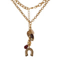 Horseshoe Western Charm Necklace with 18" Chain and 3" Extender - Gold Tone Jewelry