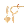 Sterling Silver Gold Plated Heart Charm Hoop Earrings for Women