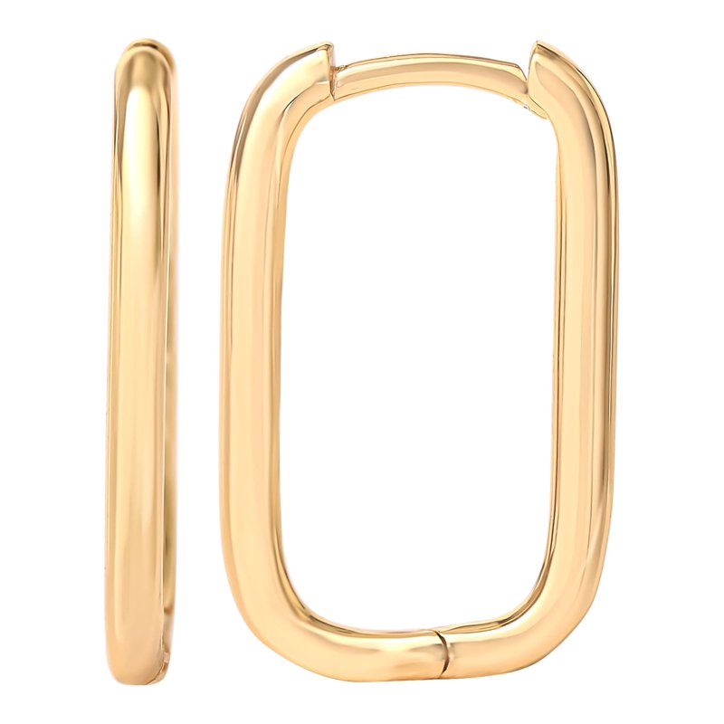 Women’s Gold Plated Sterling Silver Rectangular Hoop Earrings - Modern Jewelry