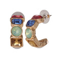 Multi Color Stone Hoop Earrings for Women - Gold-Tone Elegant Jewelry