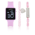 Justice LED Watch with Glitter Strap & 2-Piece Bracelet Set - Pink