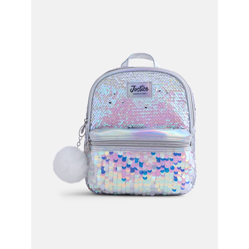 Iridescent Mini Backpack for Girls - Adjustable Sequin Pocket Bag
