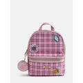 Girls Mini Backpack with Plaid Pattern and Adjustable Straps - Pink, Purple, Silver Options