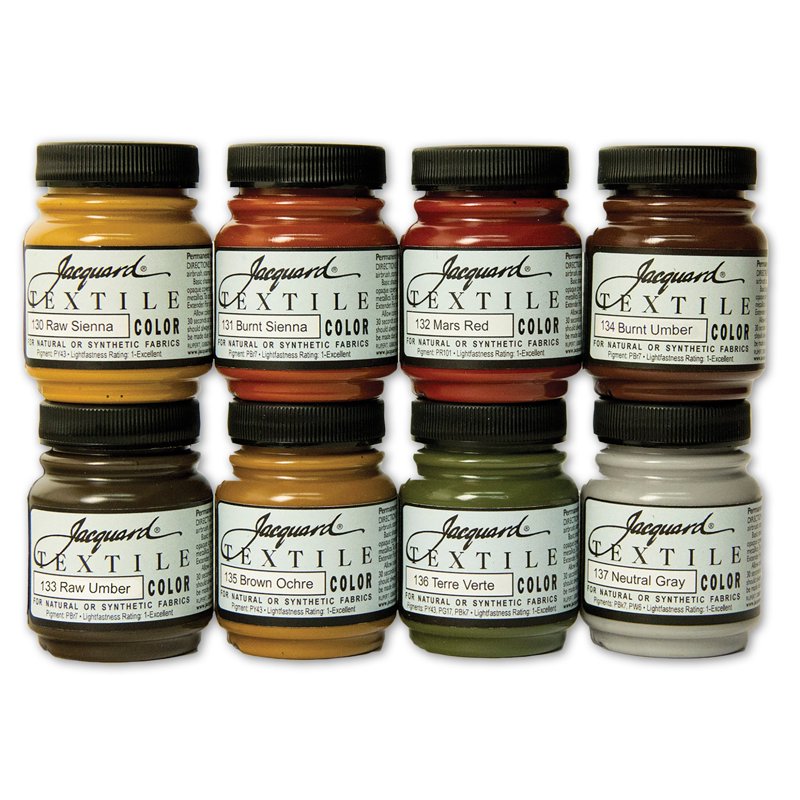 Textile Fabric Paint Set - Earth Tones, 8 Colors, 2.25 oz Jars
