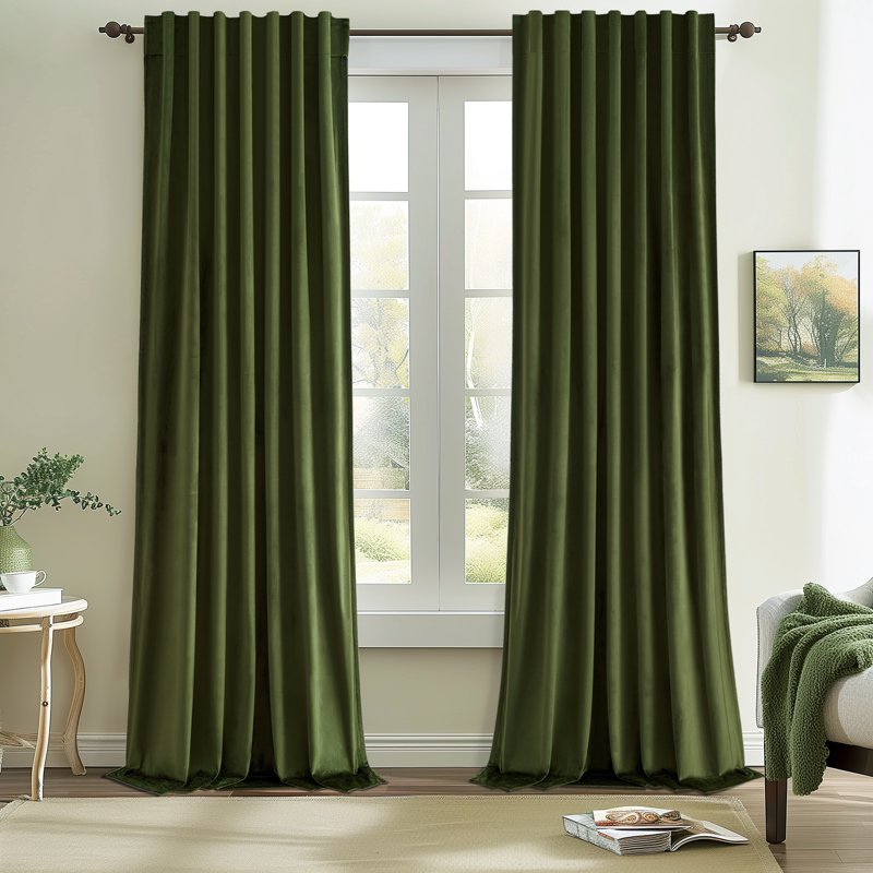 Blackout Velvet Curtains - Thermal Insulated Window Drapes for Bedroom & Living Room
