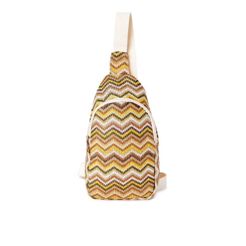 Multi-Color Chevron Faux Straw Sling Bag for Women