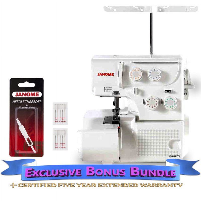Janome 8002D Serger Sewing Machine with Bonus Bundle - Professional Finish