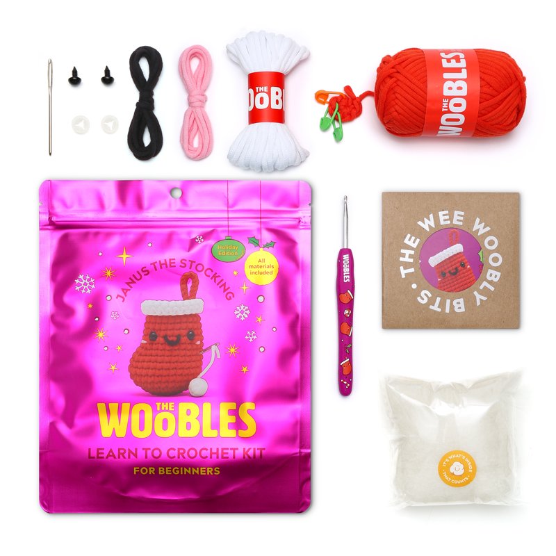 Beginner Crochet Amigurumi Kit for Kids & Adults - Holiday Craft Set with Yarn & Hooks