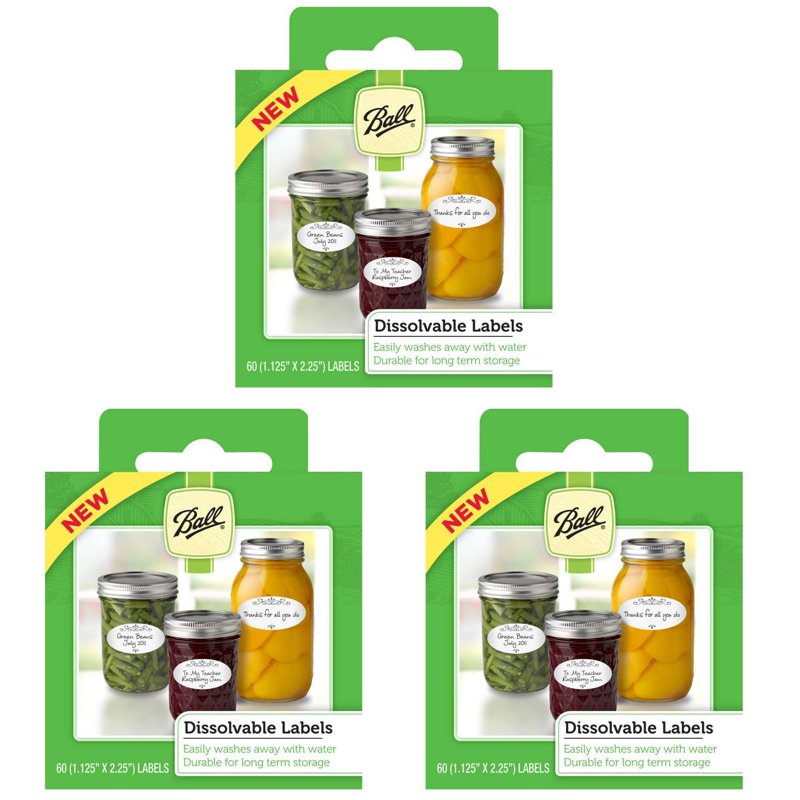 Dissolvable Canning Labels - Water-Soluble Jar Labels, 180-Pack